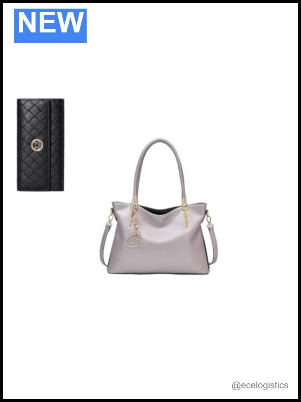 Genuine Leather Women's Tote Handbag with Matching Wallet